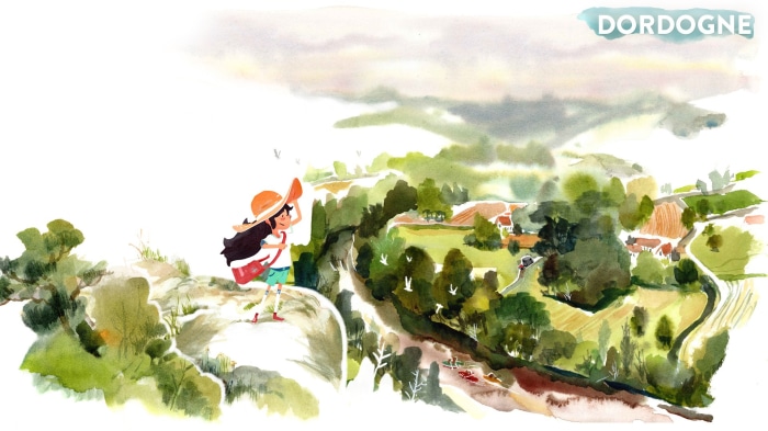 Dordogne landscape with a girl