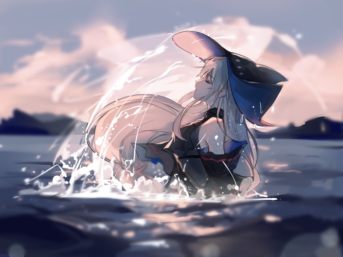 Skadi from Arknights in water