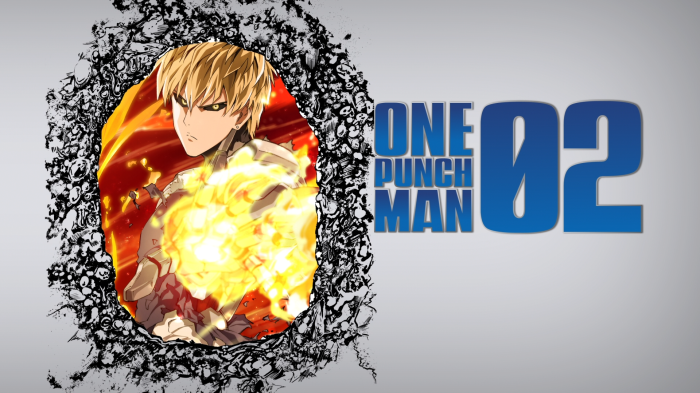 Genos from One-Punch Man with "02" text