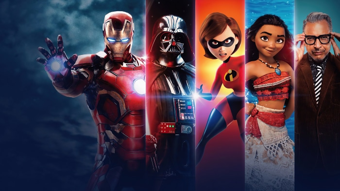 Iron Man, Darth Vader, Elastigirl, Moana, and Jeff Goldblum