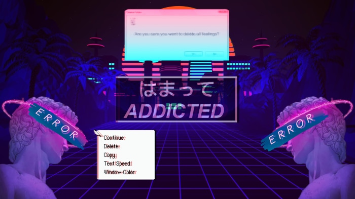 Vaporwave aesthetic with Greek busts and error messages