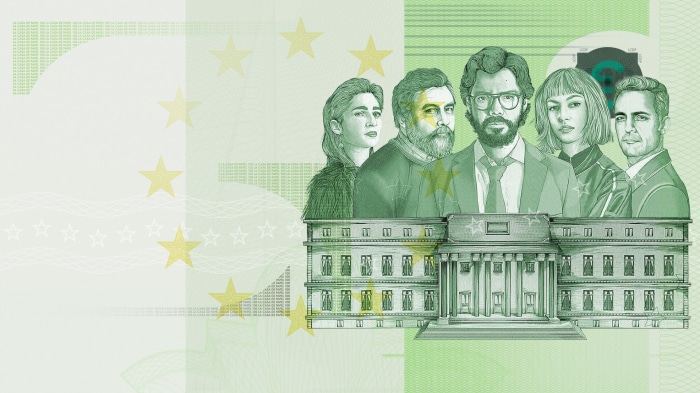 Money Heist characters on Euro banknote