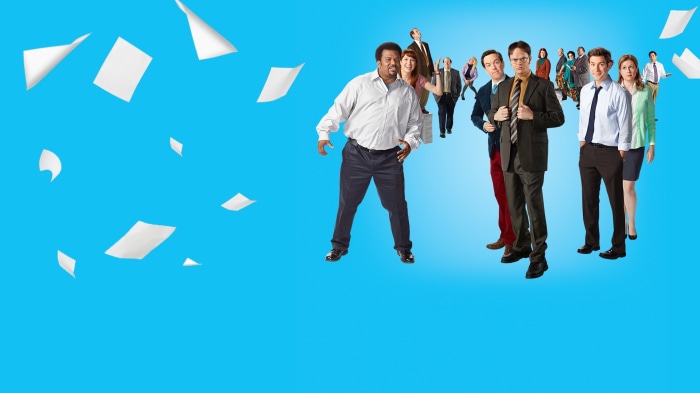 The Office (US) cast with falling papers