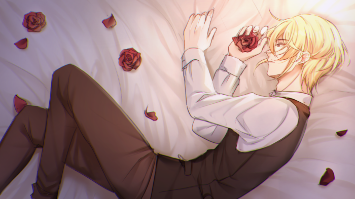 William James Moriarty from Moriarty The Patriot lying on a bed