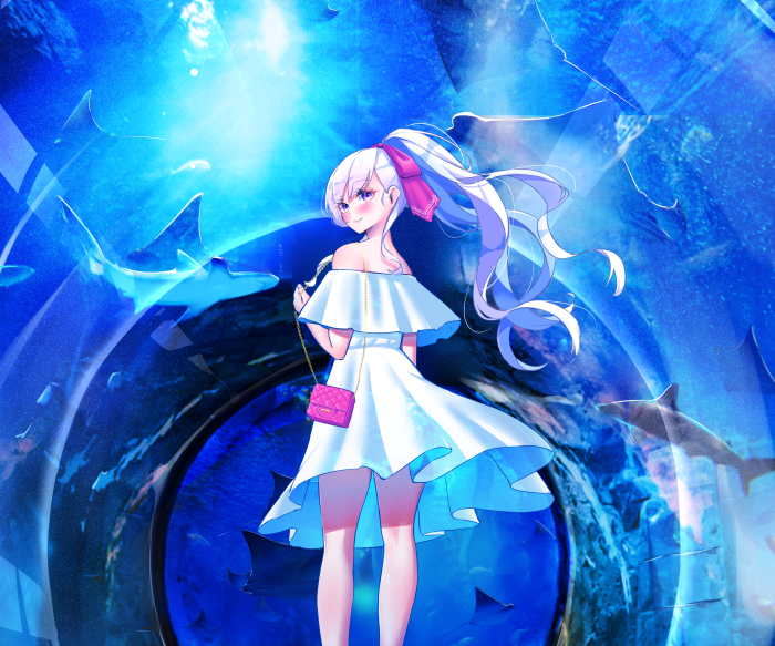 Belfast from Azur Lane at the aquarium