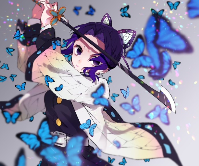 Shinobu Kochou from Demon Slayer with Butterflies