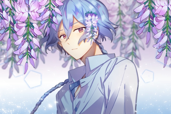 Chizuru Maki with Wisteria Flowers