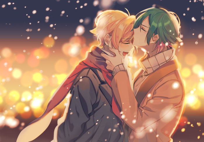 Takaomi Shishimaru and Senri Nito Kissing