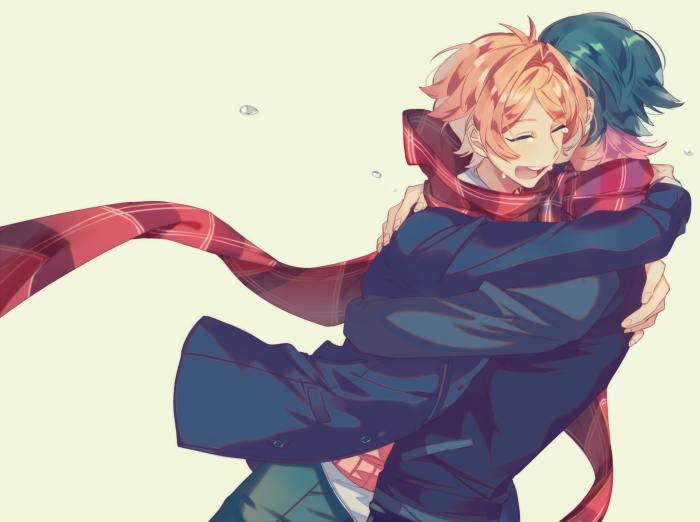 Senri Nito and Takaomi Shishimaru hugging and crying