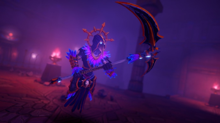 Grim Reaper with Scythe in a Dark Temple