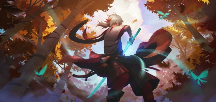 Kaedehara Kazuha from Genshin Impact in autumn forest