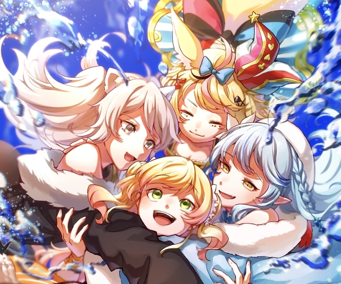 Shishiro Botan, Omaru Polka, Momosuzu Nene, Yukihana Lamy from Hololive