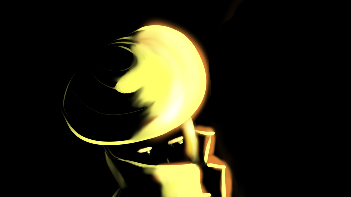 Character in a hat with glowing effects