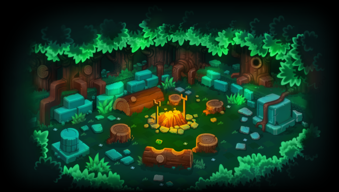 Guardian Tales Campfire in Enchanted Forest