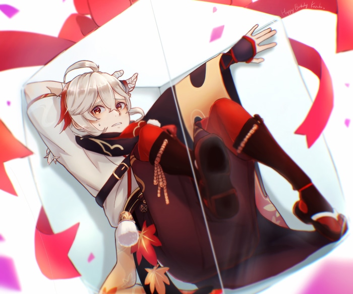Kaedehara Kazuha from Genshin Impact in a gift box