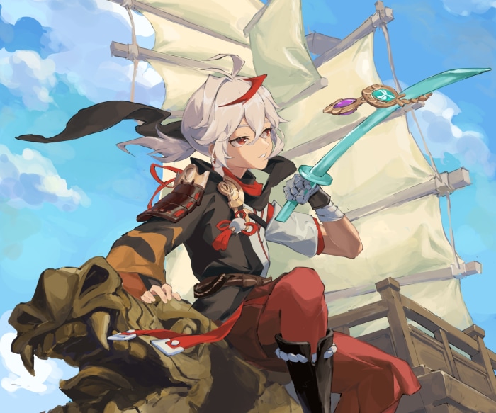 Kaedehara Kazuha from Genshin Impact on a Ship