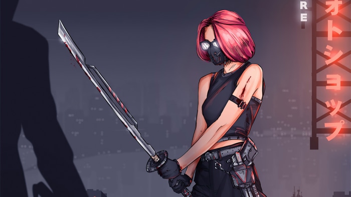 Sci Fi Woman Warrior with Katana