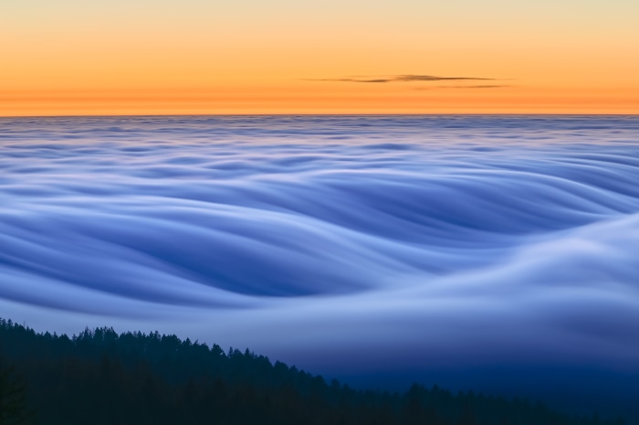 Sea of clouds at sunset