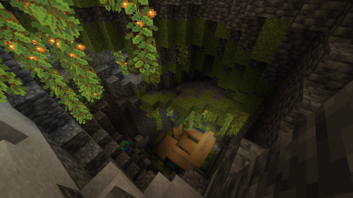 Minecraft Lush Cave and Abandoned Mineshaft