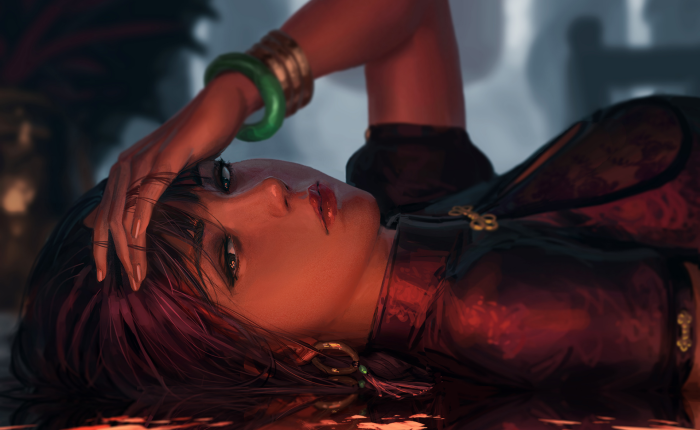 Fantasy Woman with Green Bracelet