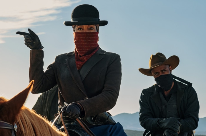 Regina King and Lakeith Stanfield in The Harder They Fall