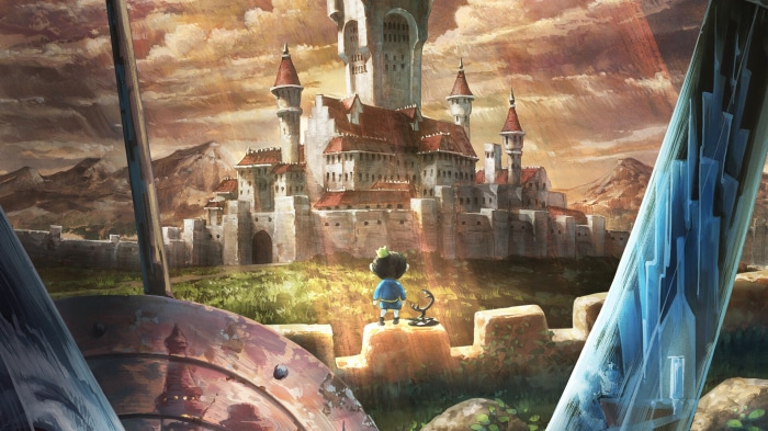Bojji and a device in front of a castle