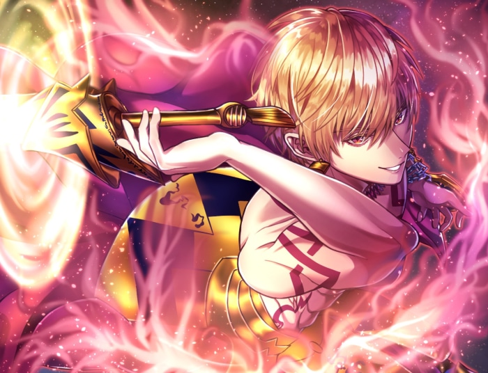 Gilgamesh from Fate Series holding a golden sword