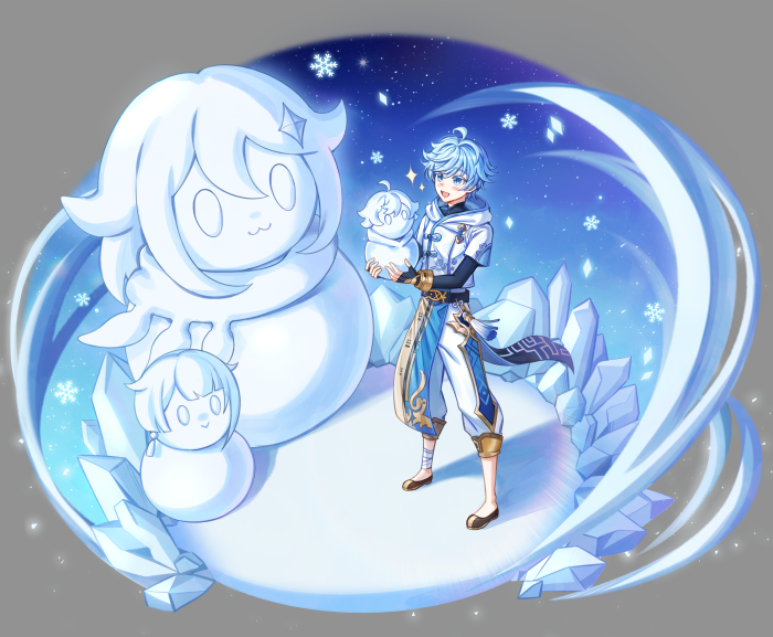 Chongyun and Paimon snowmen from Genshin Impact