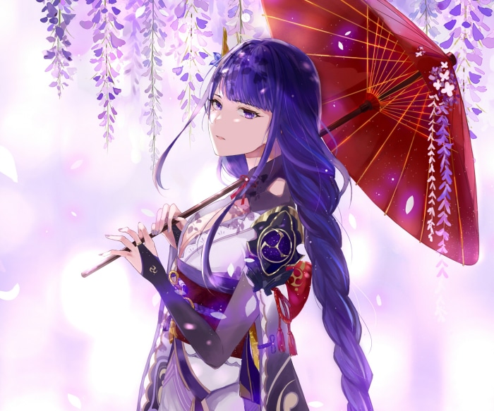 Raiden Shogun from Genshin Impact with umbrella