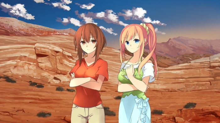 Amber Golley and Marina Hale in a desert landscape