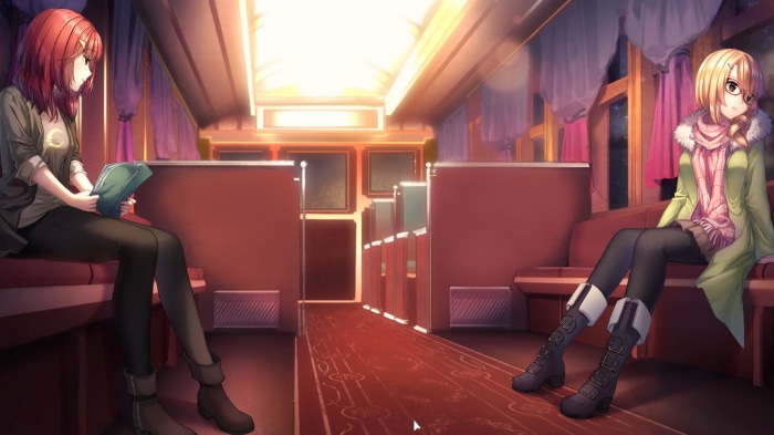 Tara Bryck and Maddie Raines on a train