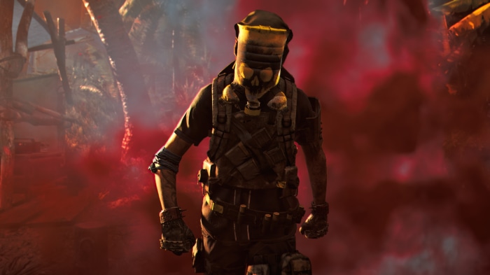 Character in gas mask from Far Cry 6 4K