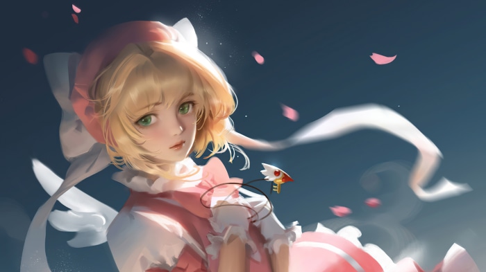 Girl with blonde hair and pink dress 4K