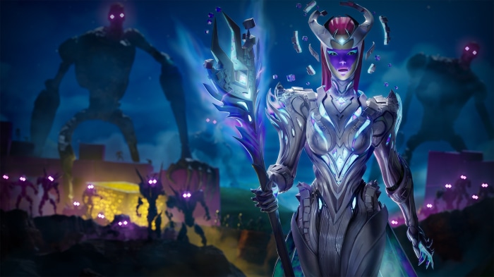 The Cube Queen from Fortnite with monsters