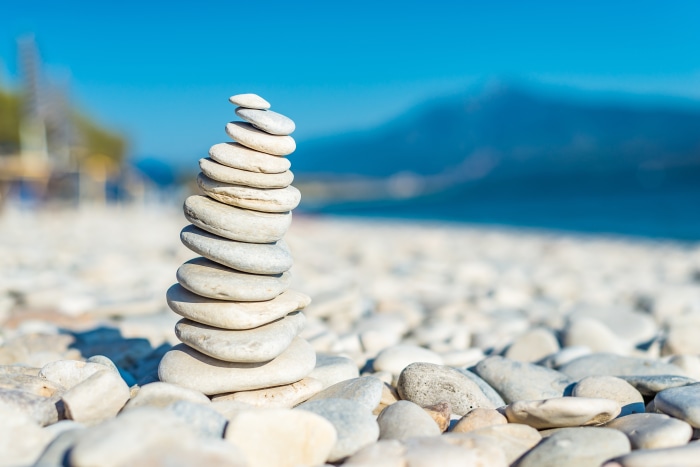 Stack of Pebbles on a Beach
