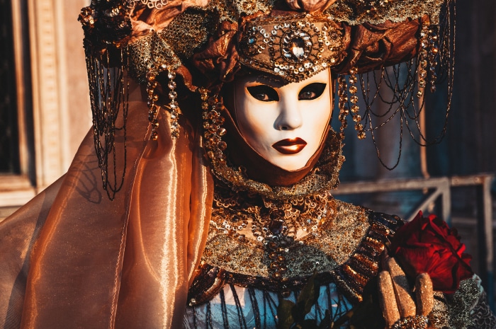 Woman in Venetian Mask and Costume