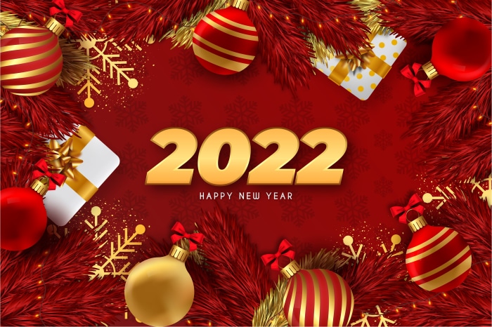 Happy New Year 2022 Christmas Ornaments 4K