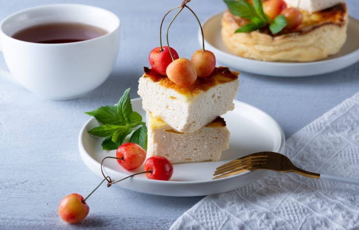 Dessert with Cherries and Tea
