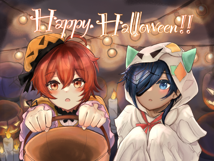 Kaeya and Diluc from Genshin Impact celebrating Halloween