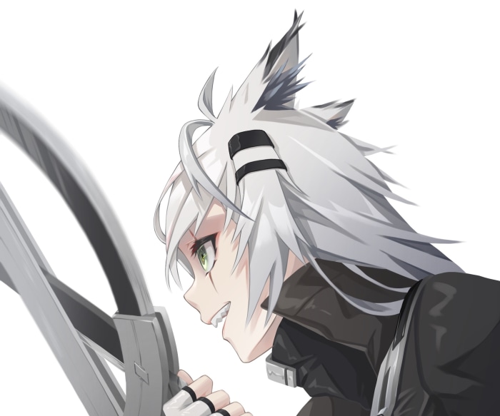 Lappland from Arknights with a weapon