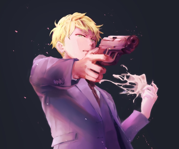 Loid Forger from Spy X Family with a gun