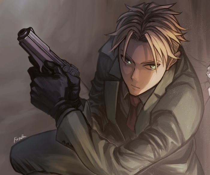 Loid Forger from Spy X Family holding a gun