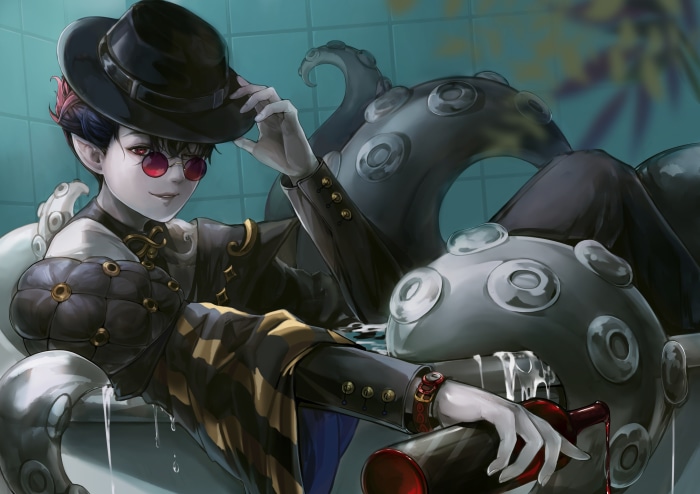Kleken from Alchemy Stars in a bathtub with tentacles