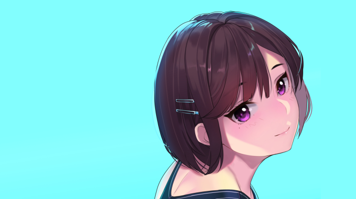 Anime Girl with Purple Eyes