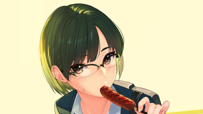 Girl eating a corn dog