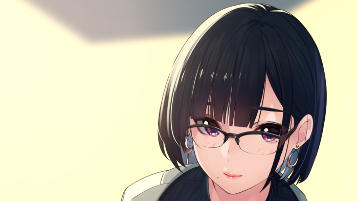 Anime girl with glasses and black hair