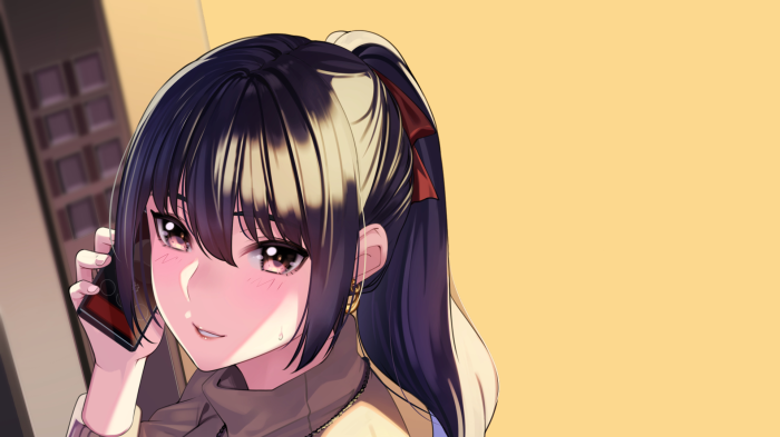 Anime girl on the phone