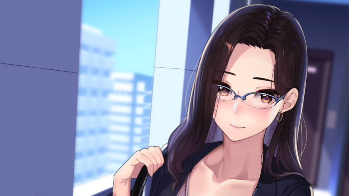 Woman with glasses in a suit