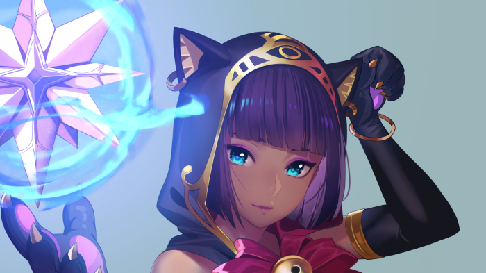 Menat from Street Fighter casting a spell