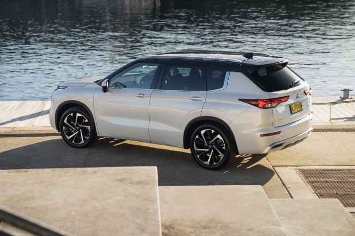 Mitsubishi Outlander SUV parked by the water